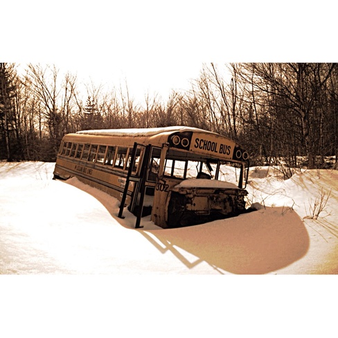 Abandon school bus Westchester Mountain, Nova Scotia Canada