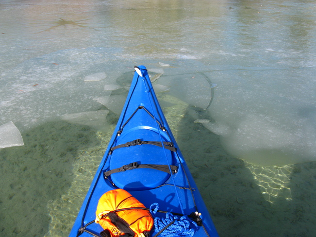 Breaking through the ice Oyama, British Columbia Canada