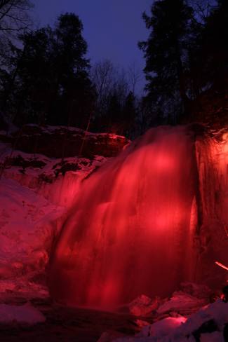 Red Friday Waterfall Illumination Hamilton, Ontario Canada