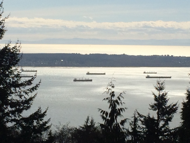 Boats anchored on the Pacific West Vancouver, British Columbia Canada
