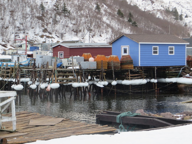 Crab pots on a wharf in Petty Harbour Mount Pearl, Newfoundland and Labrador Canada
