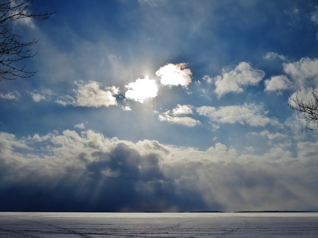 Sunny but frigid day about to change. North Bay, Ontario Canada
