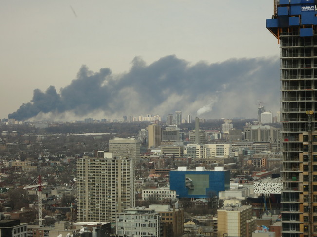Fire Rages in Toronto Toronto, Ontario Canada