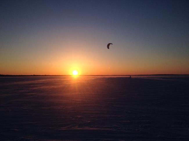 Snowkiting to the sunset Ottawa, Ontario Canada