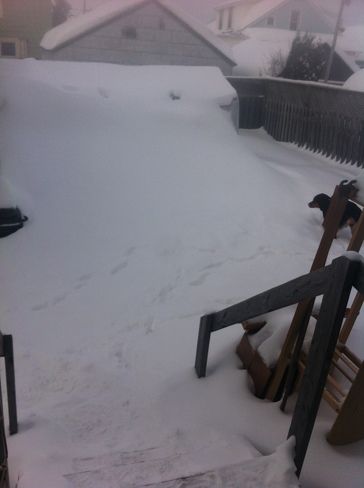 Piling Snow Timmins, Ontario Canada