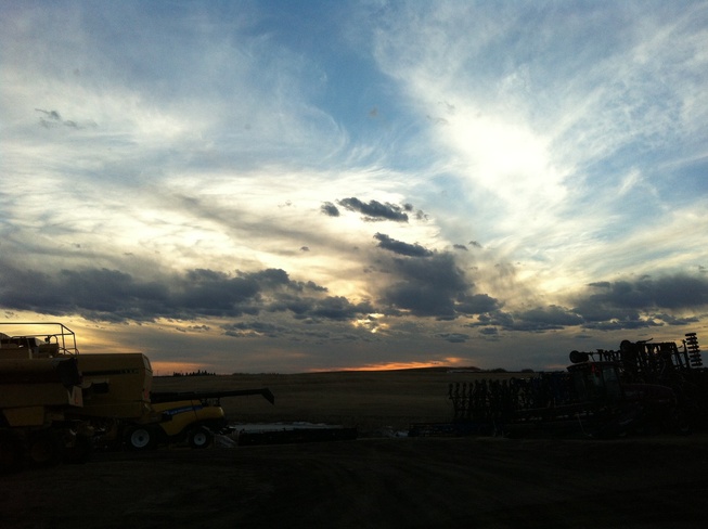 cloudy sunset Wainwright, Alberta Canada