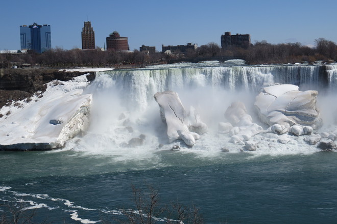 Last ices on American Fall Niagara Falls, Ontario Canada