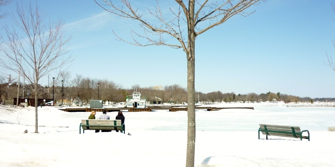 Surrounded by snow for a picnic Orillia, Ontario Canada