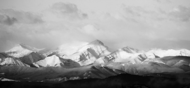 BW mountains from Rocky ridge Calgary, Alberta Canada