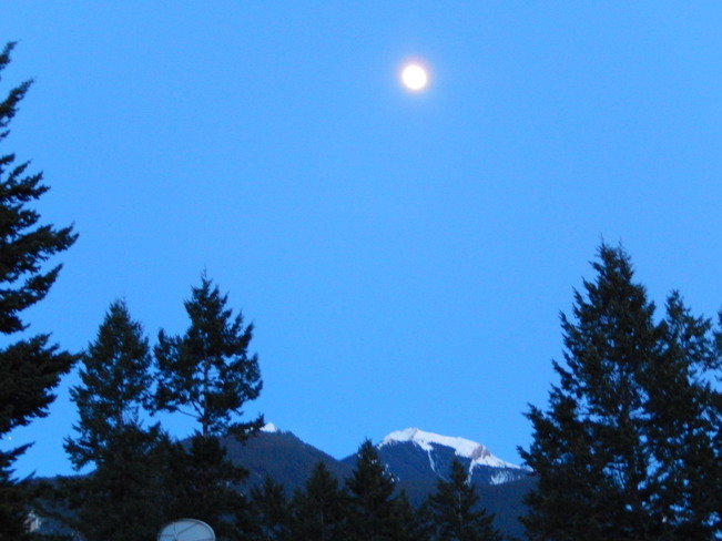 Moon over Mount Seven Golden, British Columbia Canada