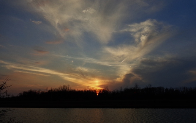 sunset over the canal Thorold South, Ontario Canada