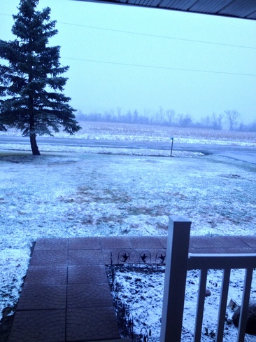 snow has started Sinclairville, Ontario Canada