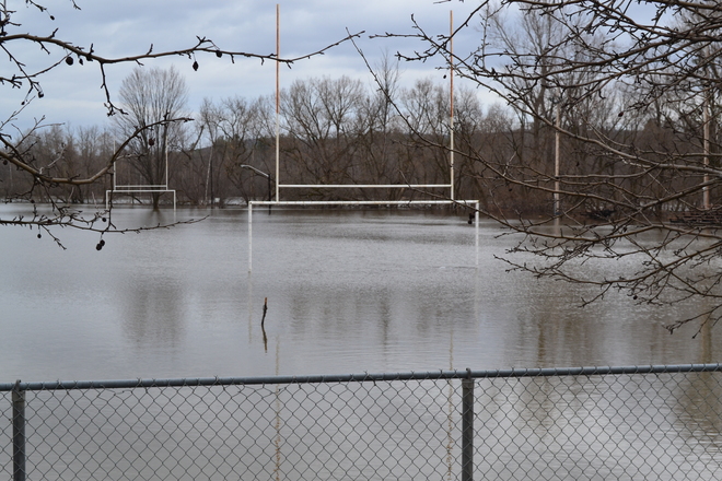 practice field and river become one Lennoxville, Quebec Canada