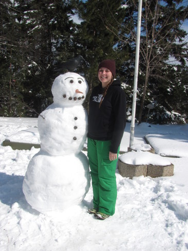 Julia and her snowman Good Friday Thunder Bay, Ontario Canada