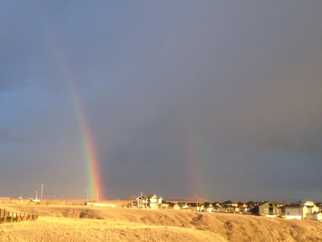 Double rainbow tonight........ Desert Blume, Alberta Canada