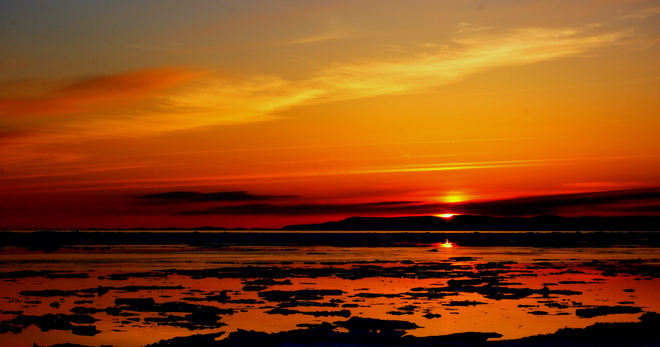 coucher du soleil printanier Bonaventure, Quebec Canada