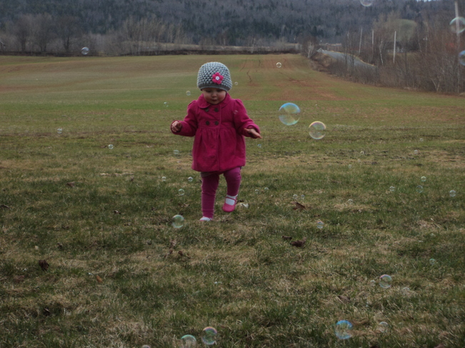 Blowing Bubbles at Easter Kentville, Nova Scotia Canada