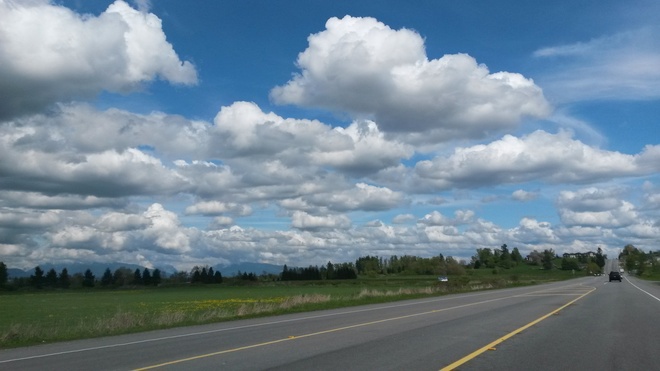 White cotton candy clouds. Surrey, British Columbia Canada
