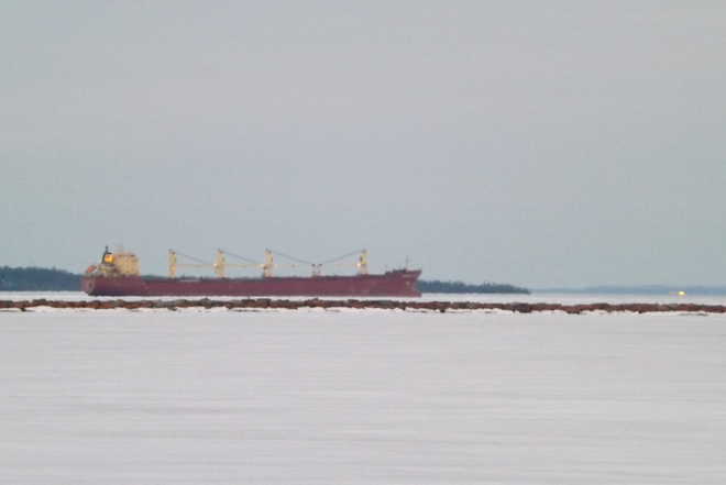 SHIP SURROUNDED BY ICE Thunder Bay, Ontario Canada