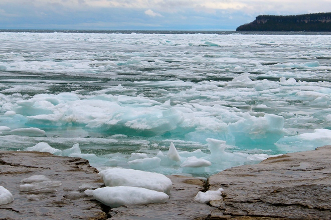 Ice in Isthmus Bay Lion's Head, Ontario Canada