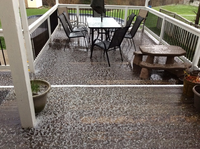 Short hail storm St. Thomas, Ontario Canada