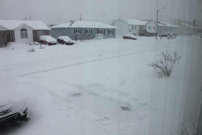 Snow on May 6, 2014 Gander, Newfoundland and Labrador Canada