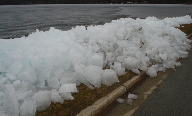 Ice chunks Wawa, Ontario Canada