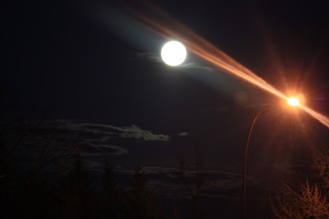 Midnight moon.A kiss good night. Calgary, Alberta Canada