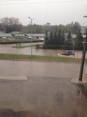 streets over flowing Steinbach, Manitoba Canada