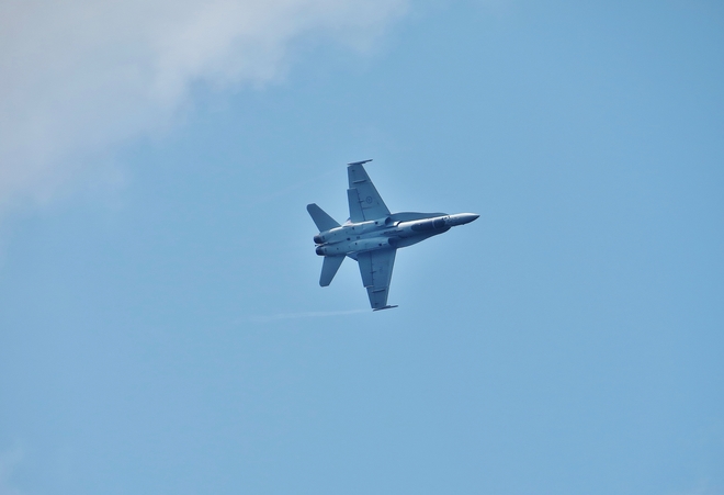 CF-18 action on a windy day in the 'Bay'. North Bay, ON