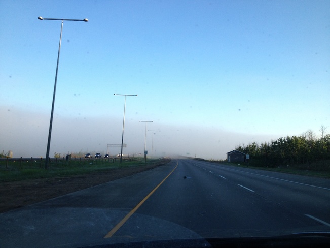 foggy morning commute Edmonton, Alberta Canada