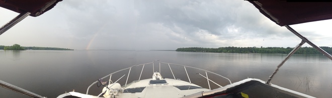 Rainbow on the bow MacLarens Landing, Ontario Canada