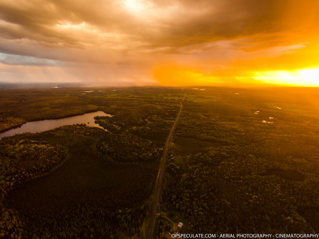Aerial views of just after the storm in the twilight. Colors were fantastic !!! Sundridge, ON