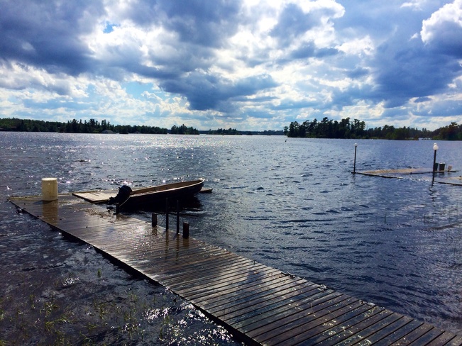Lake of the Woods rising waters engulf our dock Kenora, Ontario