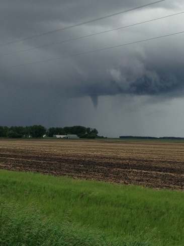 Funnel Cloud East of Souris Souris, Manitoba Canada