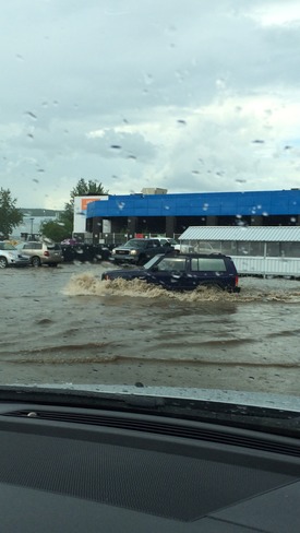 Flood in Super Store parking lot Fort McMurray, AB