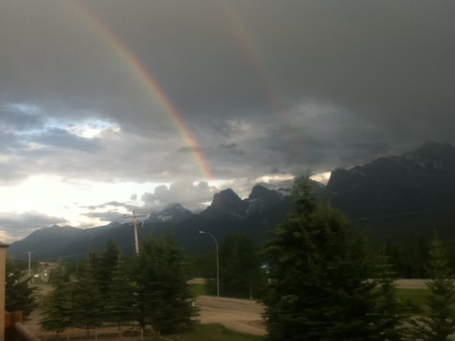 Three sisters & two rainbows Canmore, Alberta Canada