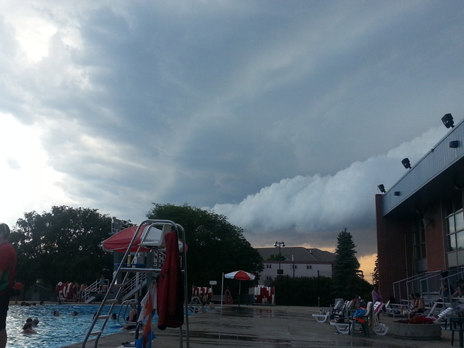 Clouds and wind rolled into the outdoor pool Red Deer, AB