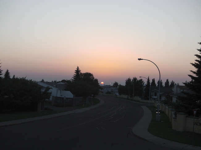 Unusual Reddish Sunset Edmonton, Alberta Canada