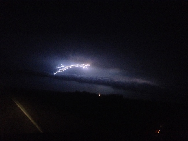 Lightning over shelf cloud Regina, Saskatchewan Canada