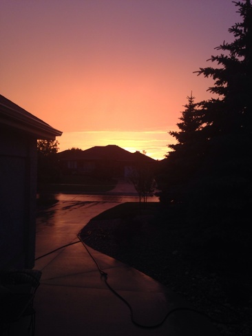 sunset while raining East St. Paul, Manitoba Canada