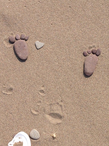 beach foot prints Big Cove, New Brunswick Canada