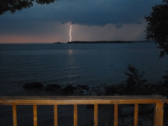 Lightning over Christian Island Lafontaine,ON, or more accurately, Conc.19N in Tiny Twp., near the Sandy Beach parkette
