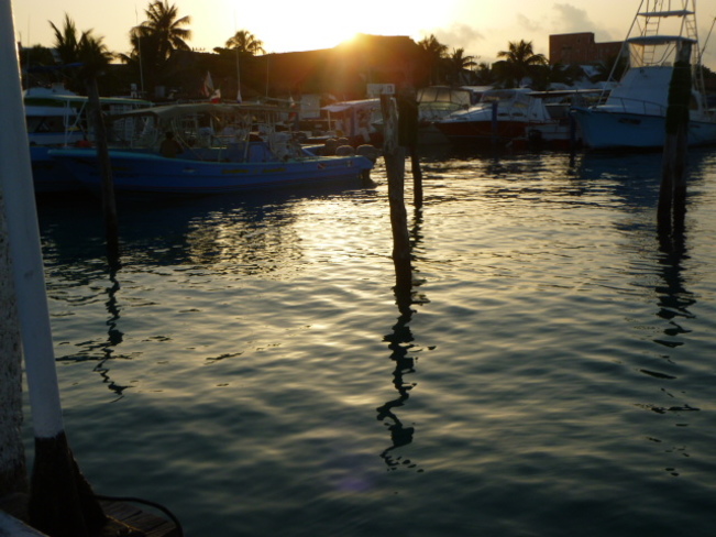 Sunrise over the docks Cancún, Mexico