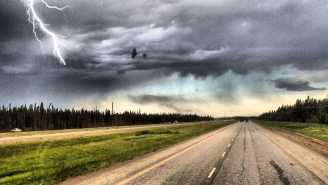 Heading into a thunder storm. Fort McMurray, Alberta Canada