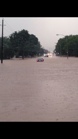 flooded streets Burlington, Ontario Canada