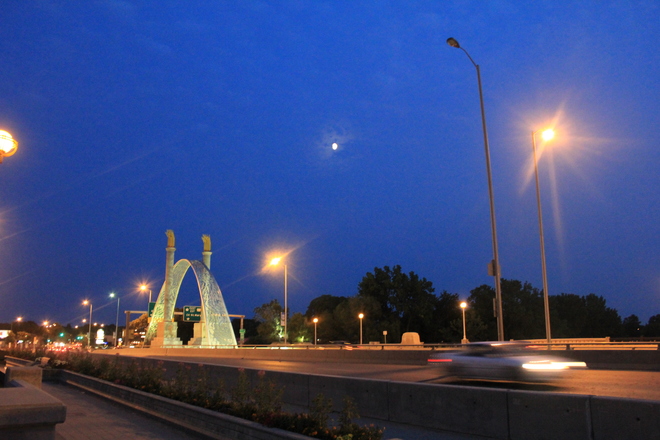 Civil Twilight from the QE2 Bridge in Winnipeg Winnipeg, MB