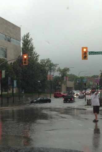 flooded roads Winnipeg, Manitoba Canada