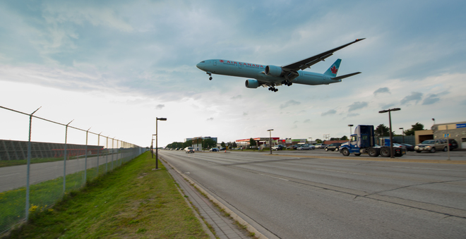 Plane Landing at Toronto Pearson International Airport Toronto, Ontario Canada