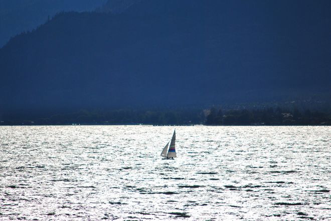 Sailing on silver water Kelowna, BC